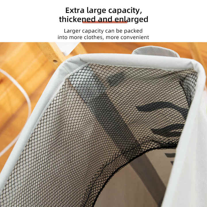 Rolling Laundry Basket – 42L Capacity with Wheels, Beige