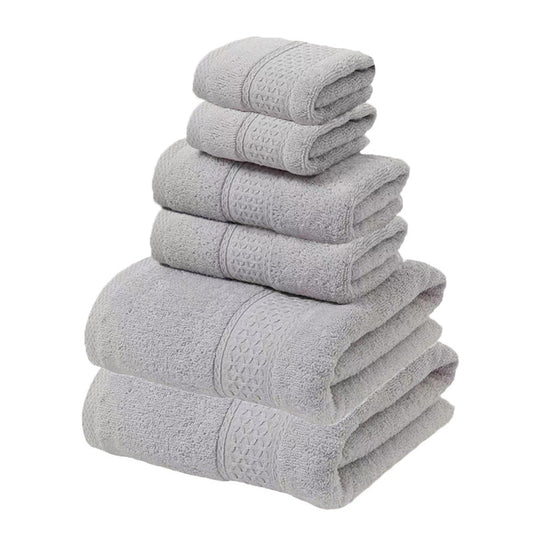 Luxury 6-Piece 100% Cotton Towel Set - 2 Bath Towels, 2 Hand Towels, 2 Face Towels