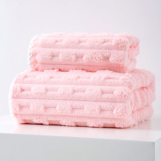 Thickened Coral Fleece Towel Set, Large Bath Towel & Face Towel Combo, Soft & Absorbent Towels for Home Use