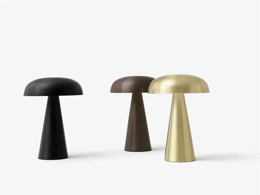 Metal Mushroom Table Lamp - Rechargeable Touch Control Ambient Light with Remote