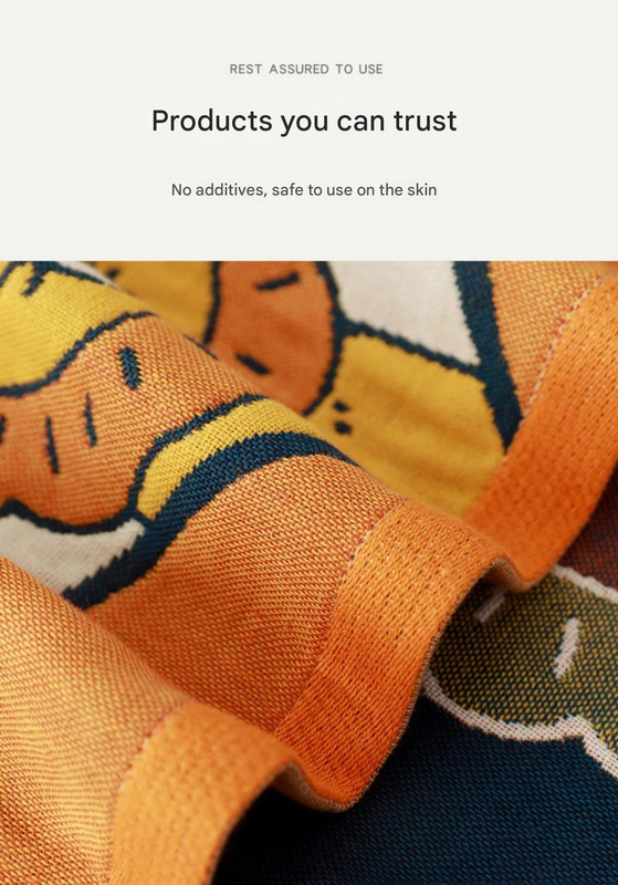 Premium Cartoon Animal Print Gauze Bath Towel - 70x140cm, Soft, Absorbent(Oracle Green 70*140)