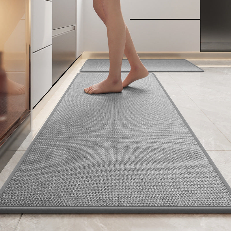 Woven Kitchen Mat – Absorbent, Dirt-Resistant, Non-Slip Rubber Backing, Gray