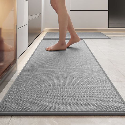 Woven Kitchen Mat – Absorbent, Dirt-Resistant, Non-Slip Rubber Backing, Gray