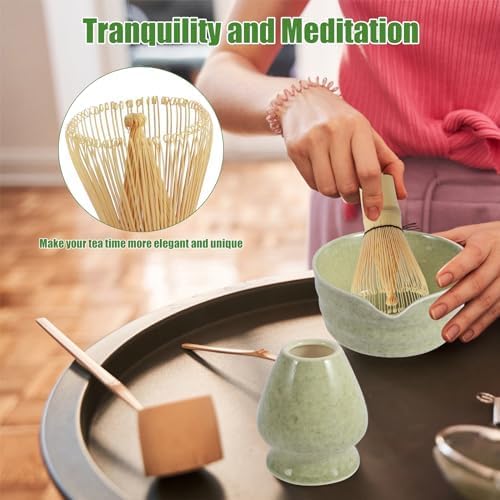 Matcha Tea Ceremony Set – 4-Piece Japanese Traditional Bamboo and Ceramic Kit, Black