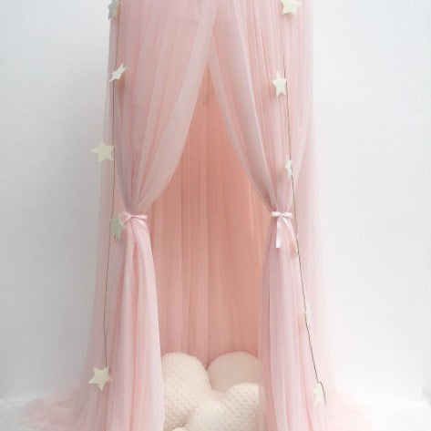 Nordic 7-Layer Tulle Bed Canopy – Extra Long, Pink, 300cm Height
