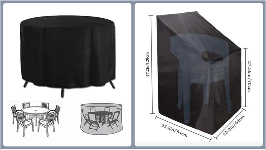 Outdoor Furniture Protector Set – Waterproof Oxford, Round Table & Lounge Chair Covers