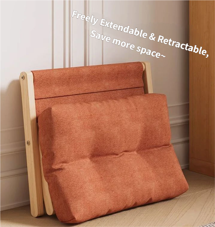 Foldable Ottoman and Footstool – Cotton Linen, Padded with Velcro Stability, Orange