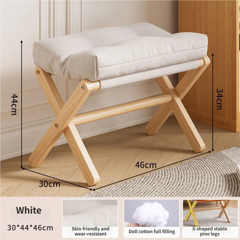 Foldable Ottoman and Footstool – Cotton Linen, Padded with Velcro Stability