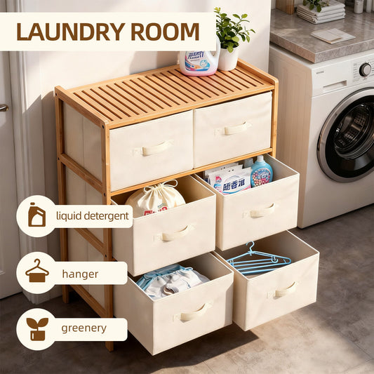 Bamboo Storage Chest – 6 Drawer, Natural Finish