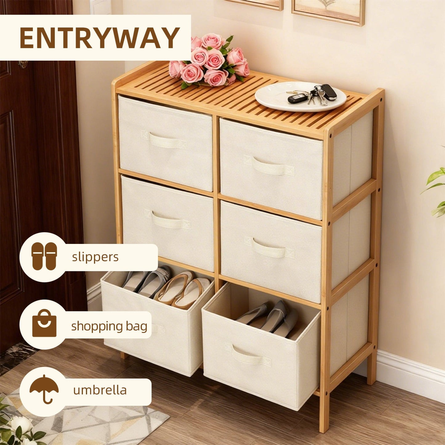 Bamboo Storage Chest – 6 Drawer, Natural Finish