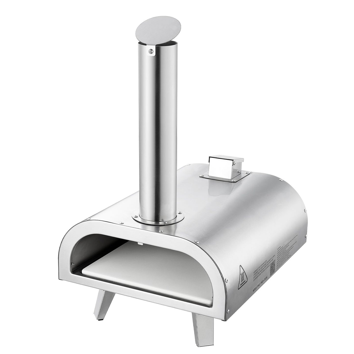 Pizza Oven Outdoor, 12" Pellet Pizza Oven, Portable Pizza-Stove with Built-in Thermometer, Wood Fired Stainless Steel Pizza-Maker, for Backyard, Camping, Pizza-Stone, Shovel, Carry Bag, Silver