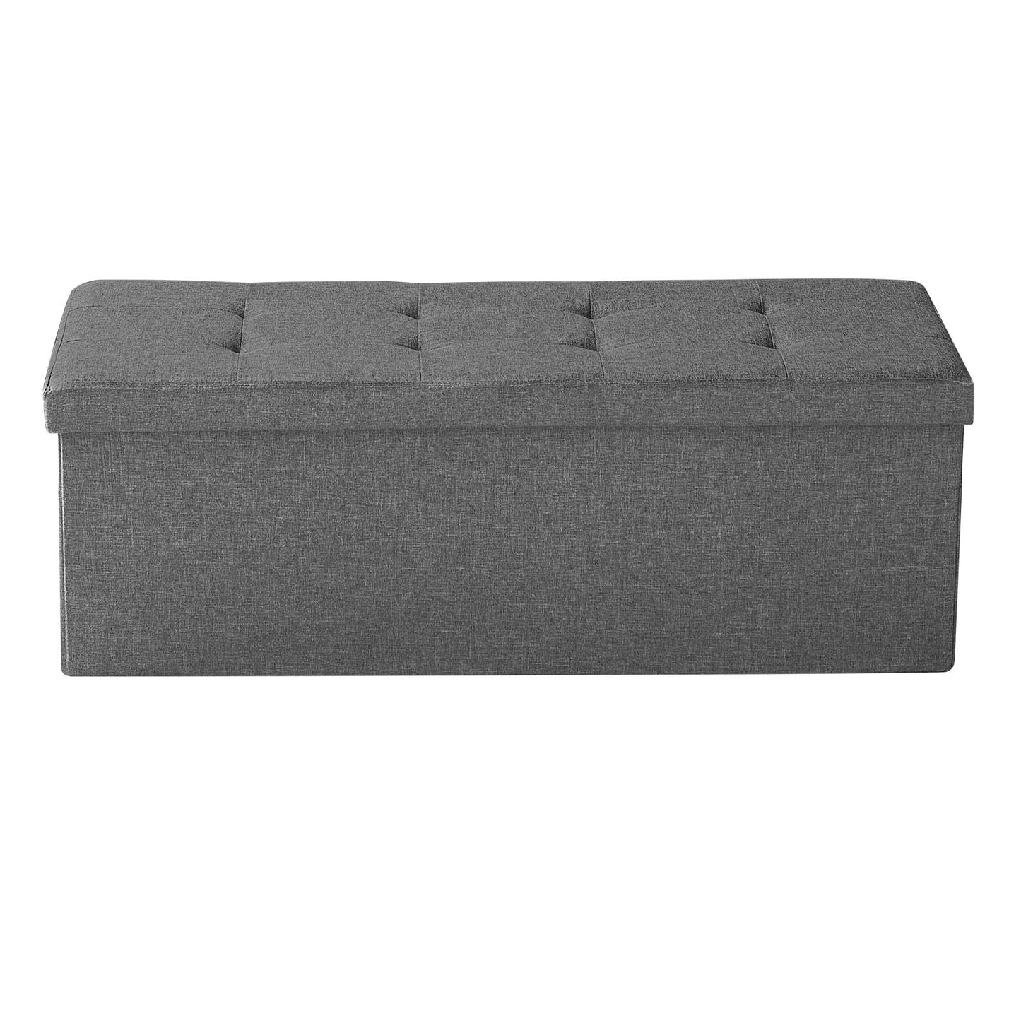 Foldable Storage Ottoman Bench – Large Capacity, Grey Linen Upholstered