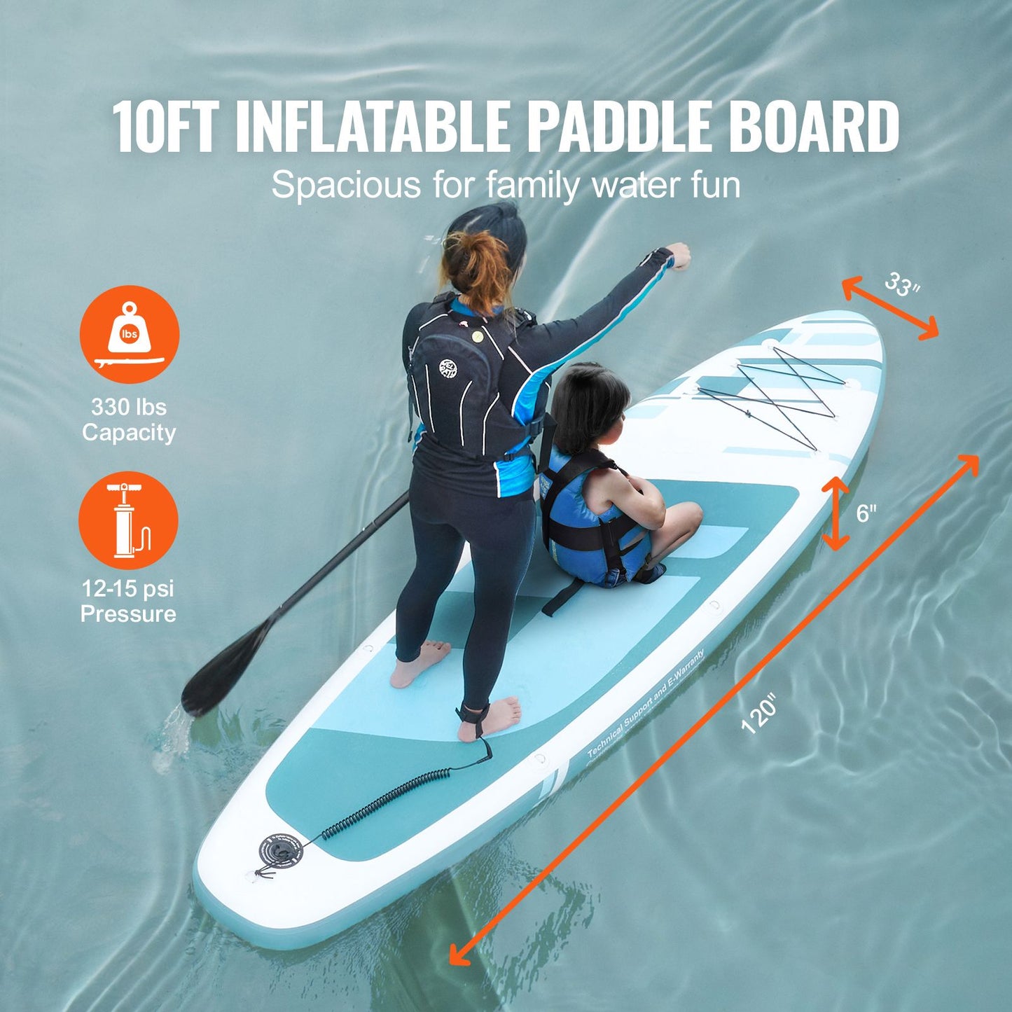 Inflatable Stand Up Paddle Board – Extra Wide, 10 ft with Accessories and Non-slip Deck