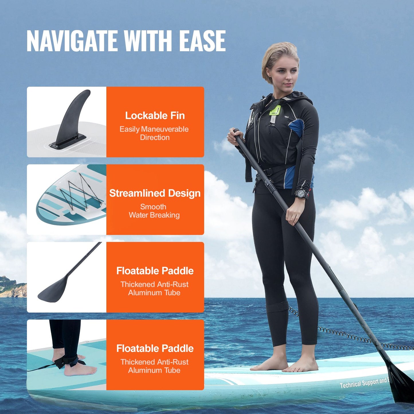 Inflatable Stand Up Paddle Board – Extra Wide, 10 ft with Accessories and Non-slip Deck
