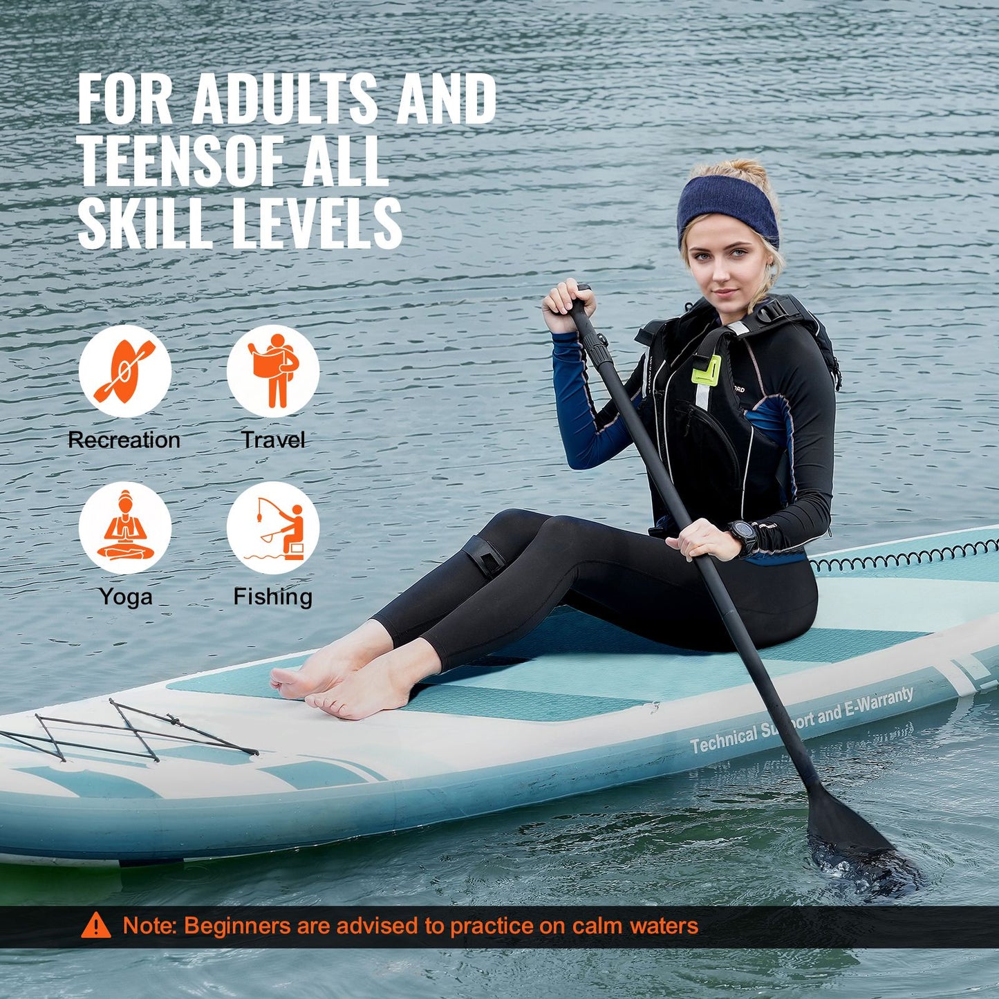 Inflatable Stand Up Paddle Board – Extra Wide, 10 ft with Accessories and Non-slip Deck