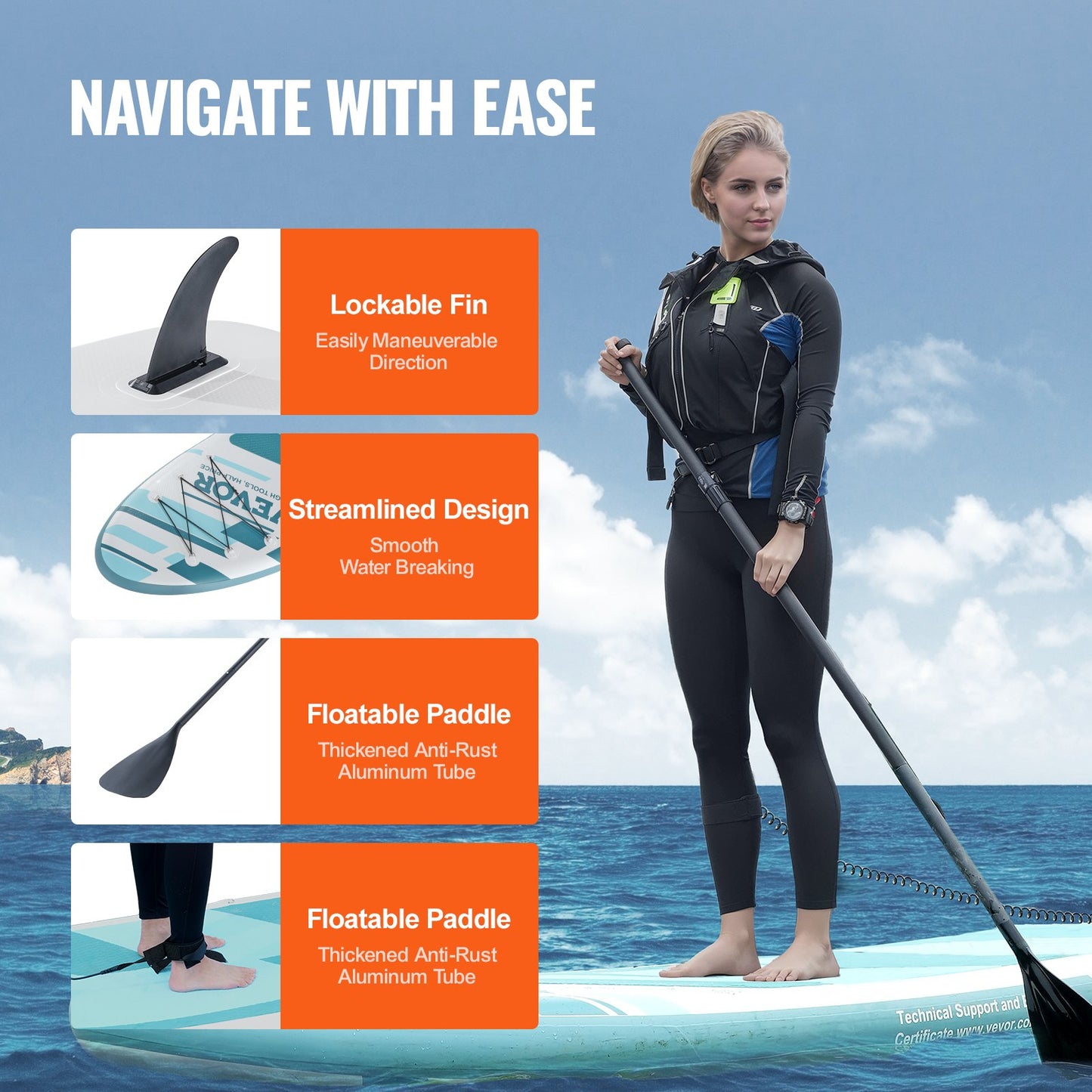 Inflatable Stand Up Paddle Board – Extra Wide, 10 ft with Accessories and Non-slip Deck
