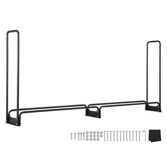 Firewood Rack with Waterproof Cover – Half-Cord Capacity, Powder-Coated Steel, Outdoor Wood Storage