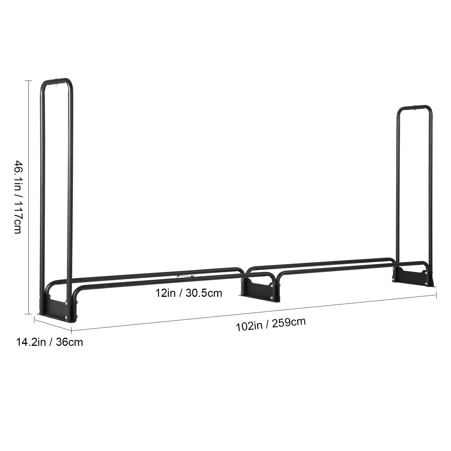 Firewood Rack with Waterproof Cover – Half-Cord Capacity, Powder-Coated Steel, Outdoor Wood Storage