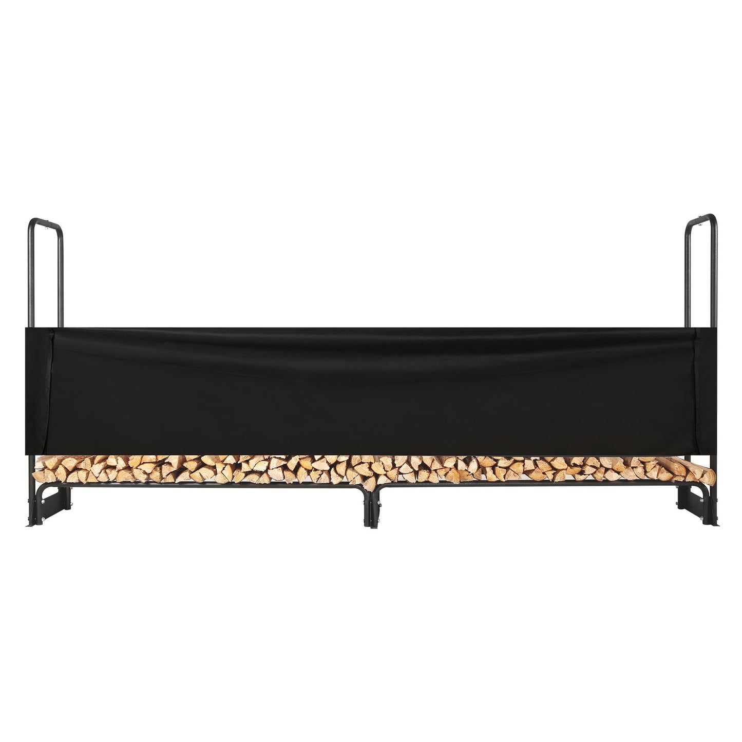 Firewood Rack with Waterproof Cover – Half-Cord Capacity, Powder-Coated Steel, Outdoor Wood Storage