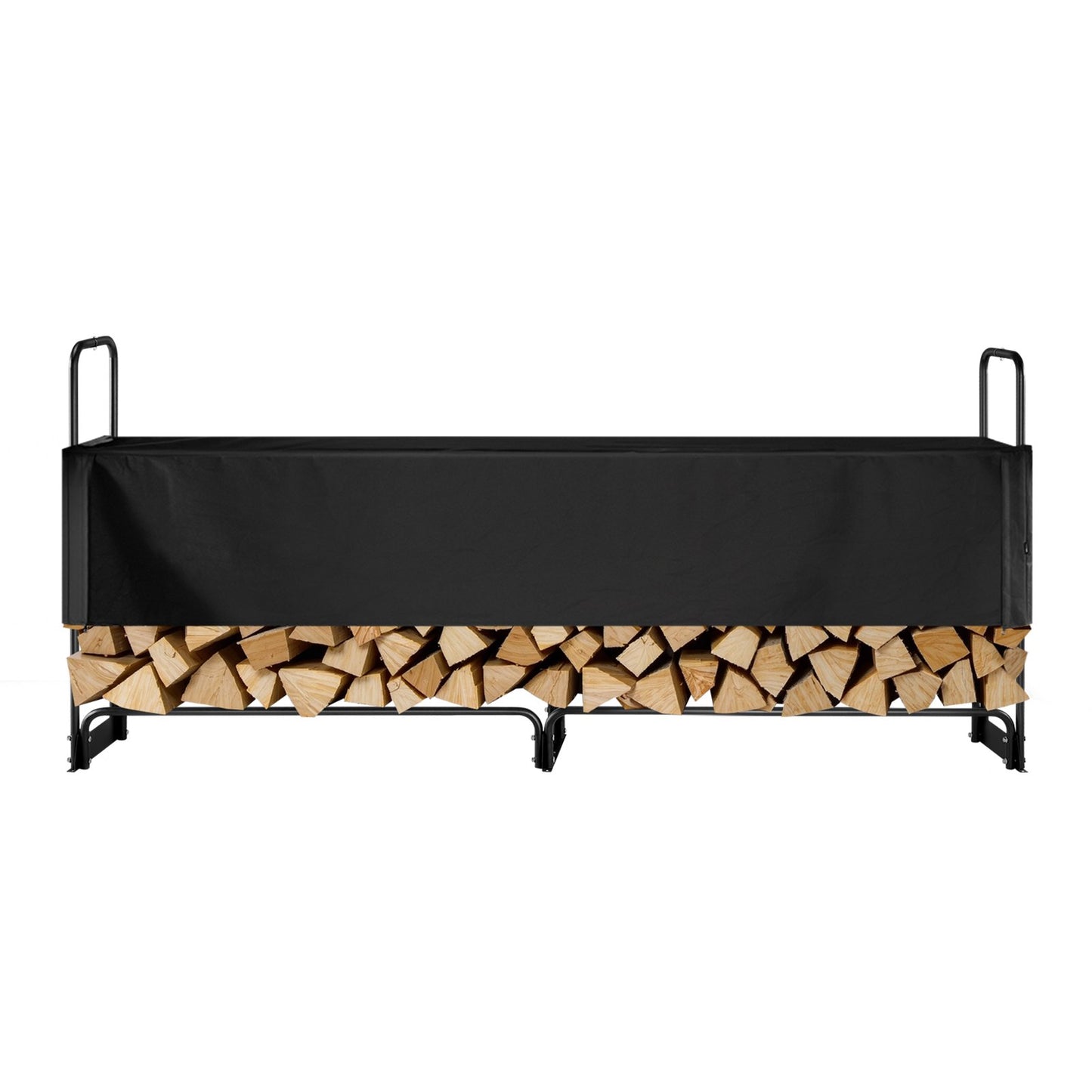 Firewood Rack with Waterproof Cover – Half-Cord Capacity, Powder-Coated Steel, Outdoor Wood Storage