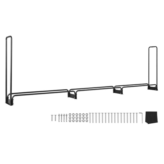 Firewood Rack with Waterproof Cover – Half-Cord Capacity, Powder-Coated Steel, Outdoor Wood Storage