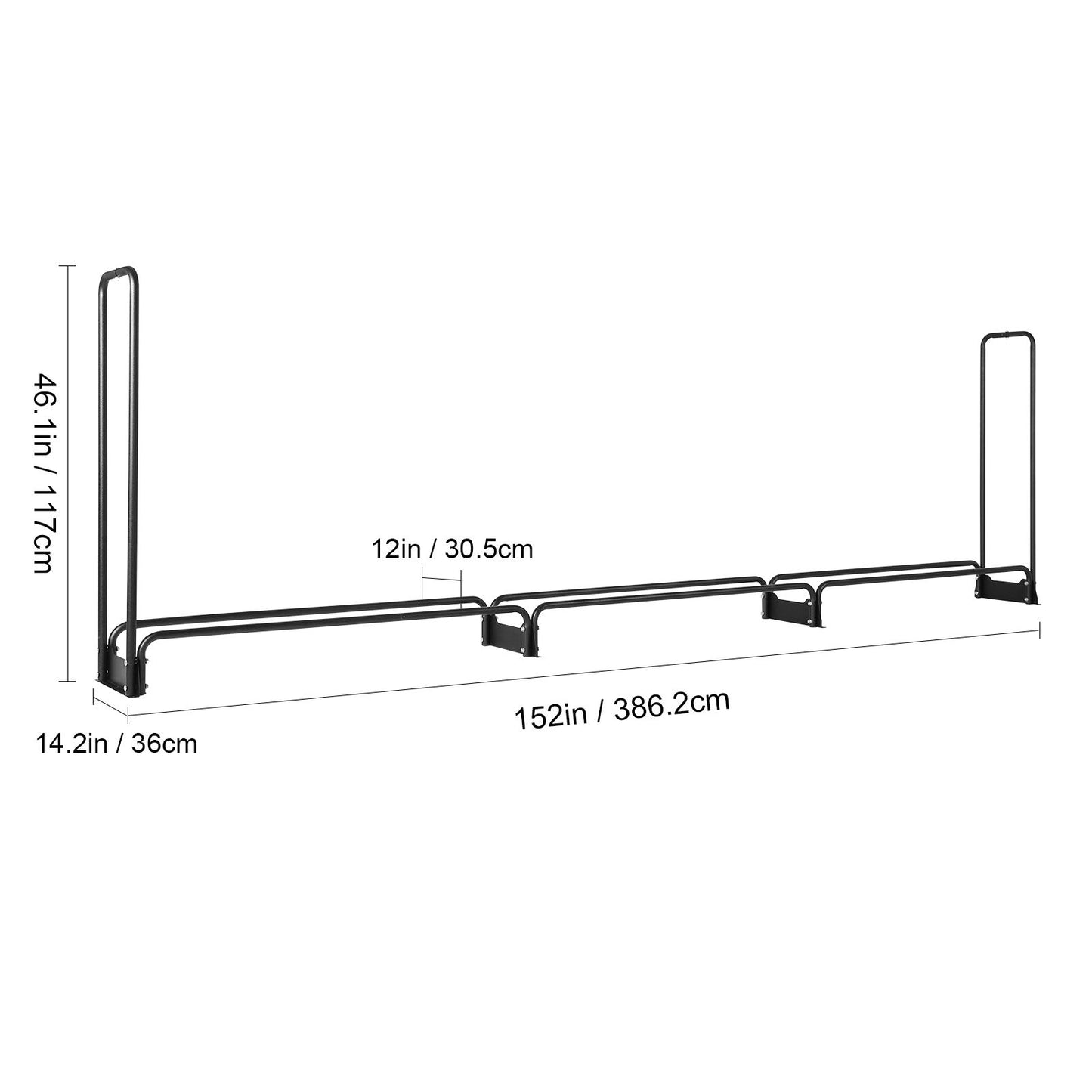 Firewood Rack with Waterproof Cover – Half-Cord Capacity, Powder-Coated Steel, Outdoor Wood Storage