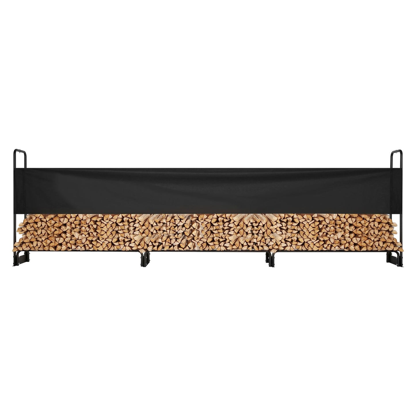 Firewood Rack with Waterproof Cover – Half-Cord Capacity, Powder-Coated Steel, Outdoor Wood Storage
