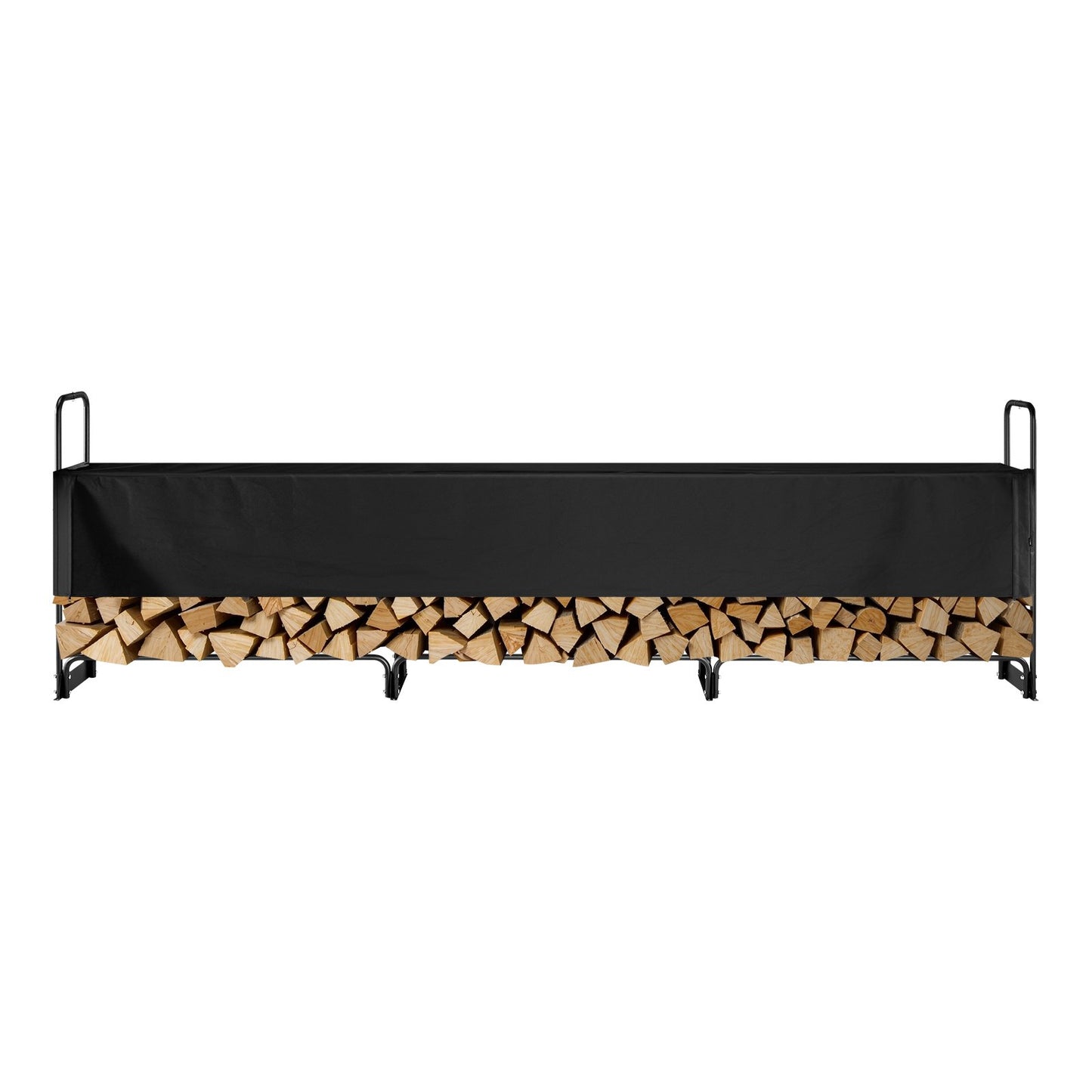Firewood Rack with Waterproof Cover – Half-Cord Capacity, Powder-Coated Steel, Outdoor Wood Storage