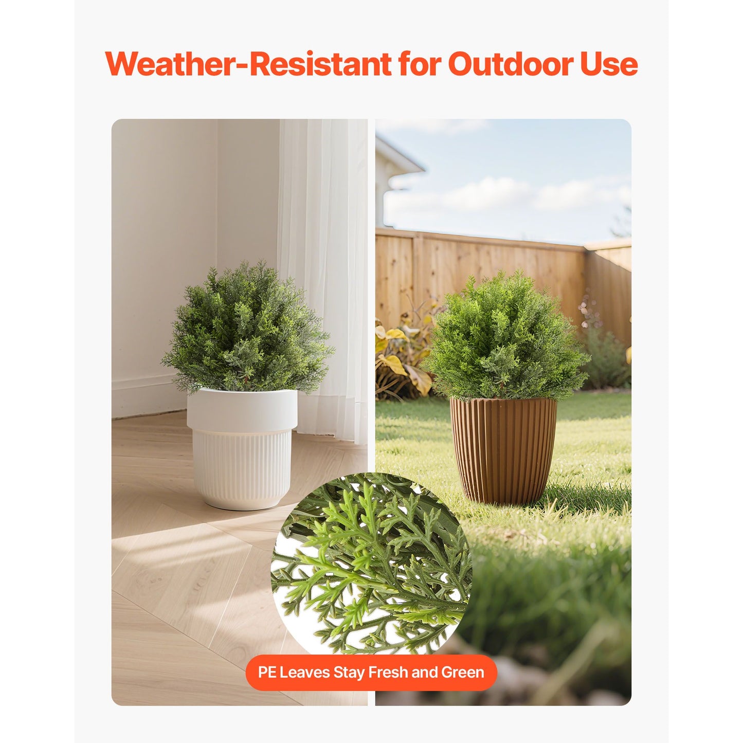 Artificial Topiary Cypress Trees – Realistic Faux Shrubs, 16-Inch, Weather-Resistant