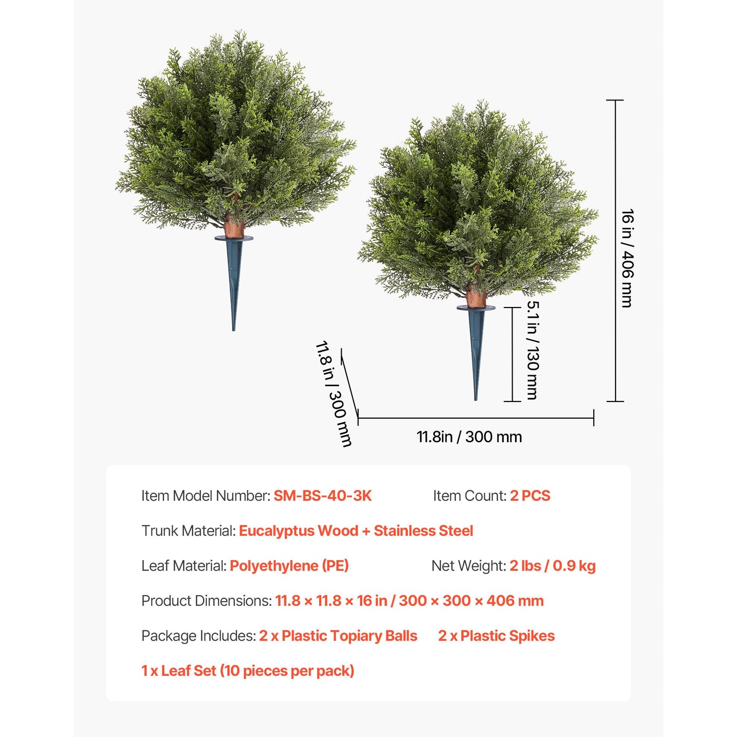 Artificial Topiary Cypress Trees – Realistic Faux Shrubs, 16-Inch, Weather-Resistant