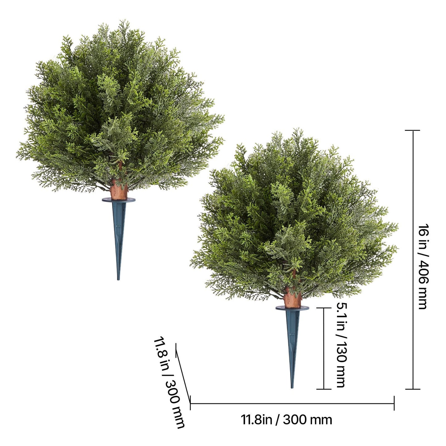 Artificial Topiary Cypress Trees – Realistic Faux Shrubs, 16-Inch, Weather-Resistant