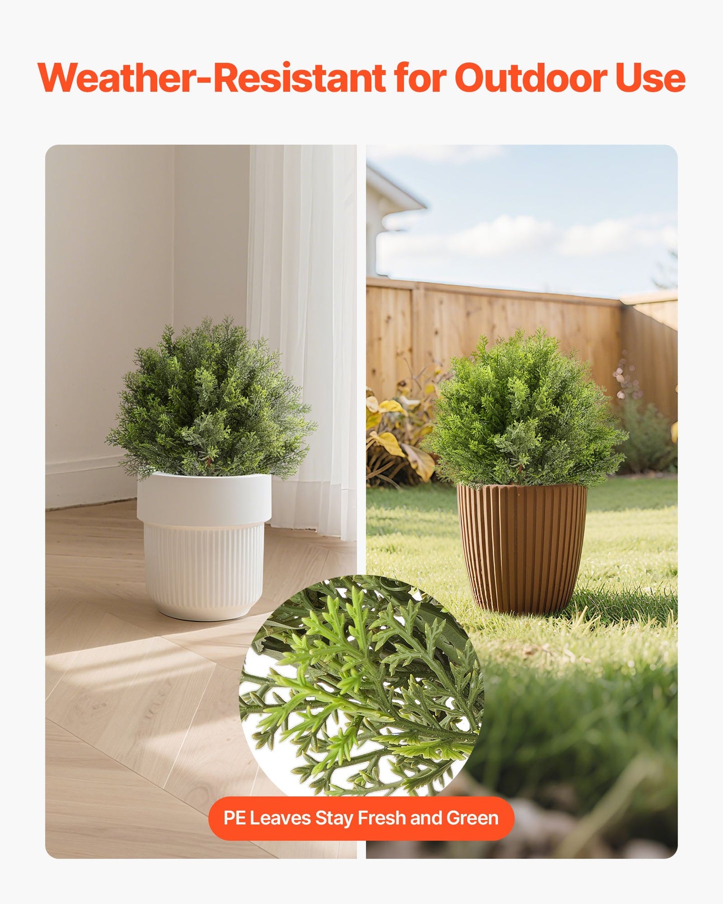 Artificial Topiary Cypress Trees – Realistic Faux Shrubs, 16-Inch, Weather-Resistant