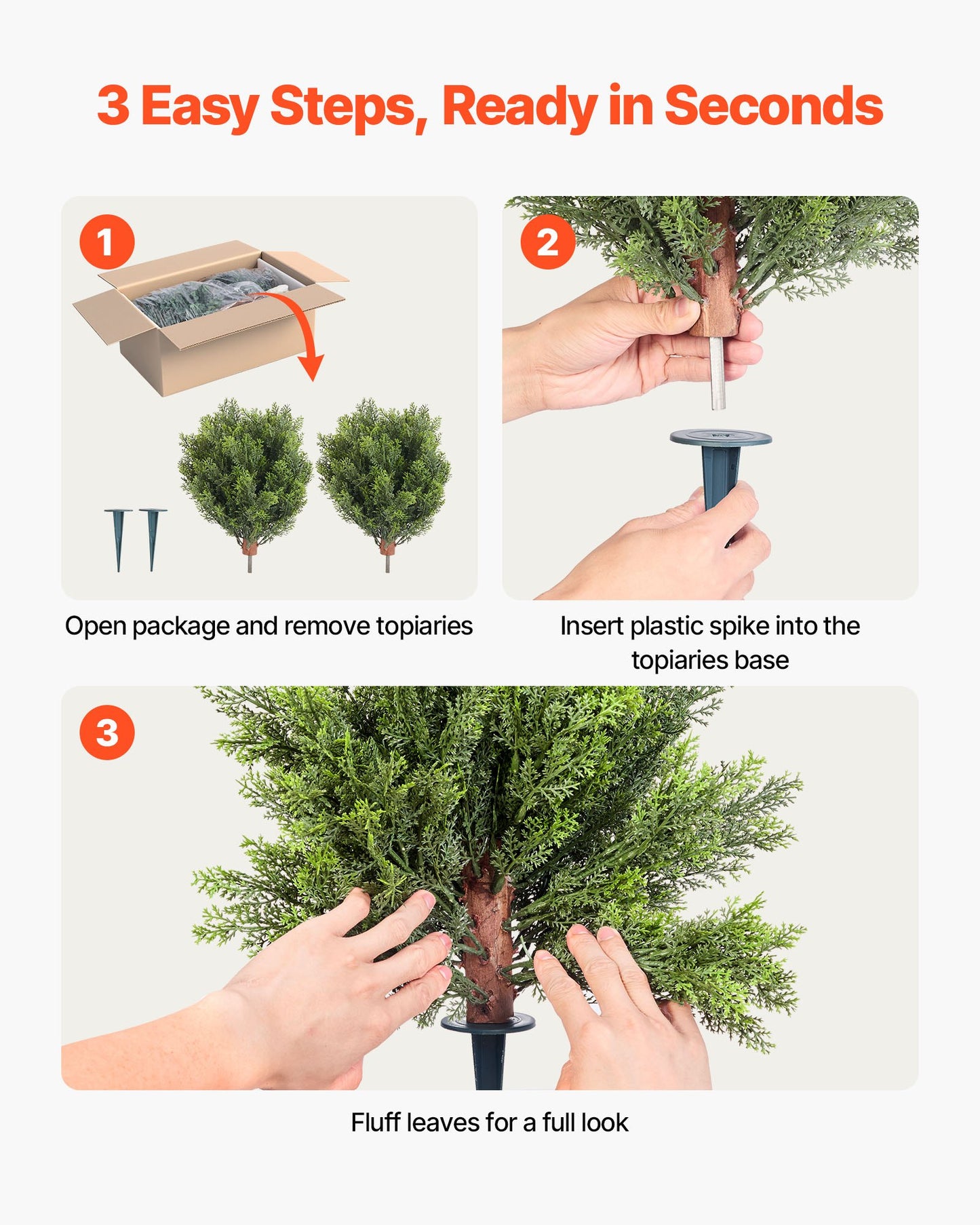 Artificial Topiary Cypress Trees – Realistic Faux Shrubs, 16-Inch, Weather-Resistant