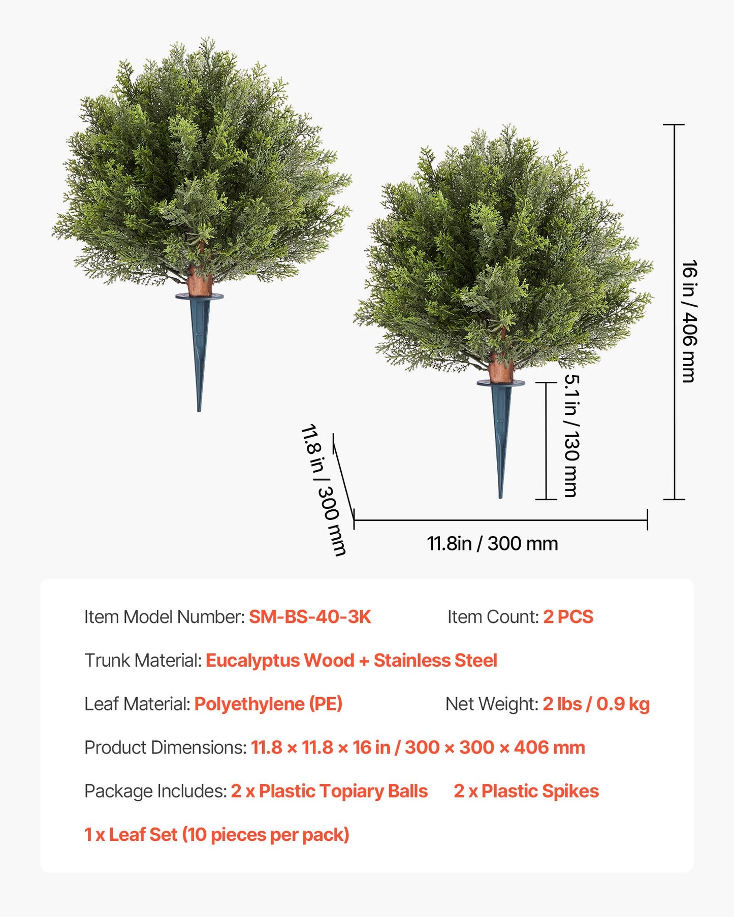 Artificial Topiary Cypress Trees – Realistic Faux Shrubs, 16-Inch, Weather-Resistant