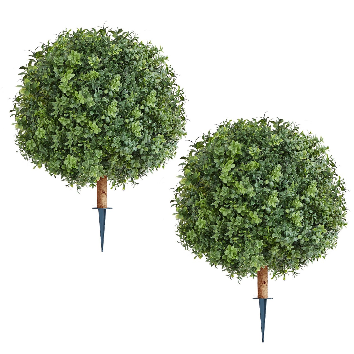 Artificial Topiary Boxwood Trees – Realistic Faux Shrubs, 22 Inch, Weather-Resistant