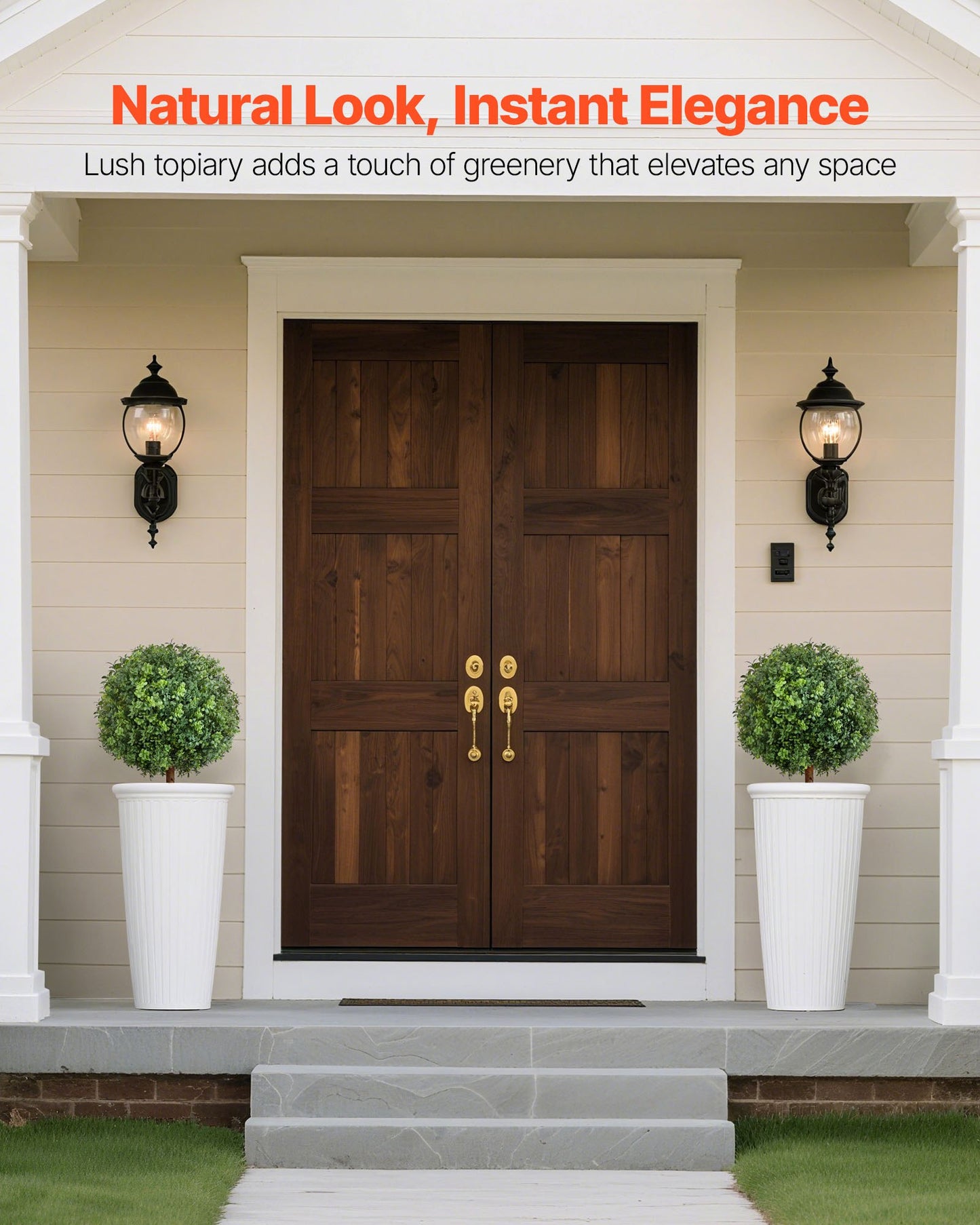 Artificial Topiary Boxwood Trees – Realistic Faux Shrubs, 22 Inch, Weather-Resistant