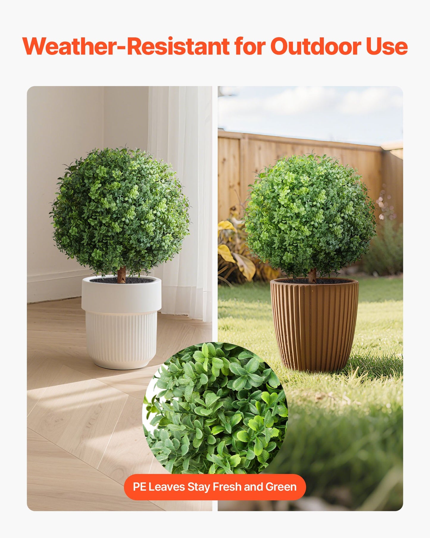 Artificial Topiary Boxwood Trees – Realistic Faux Shrubs, 22 Inch, Weather-Resistant