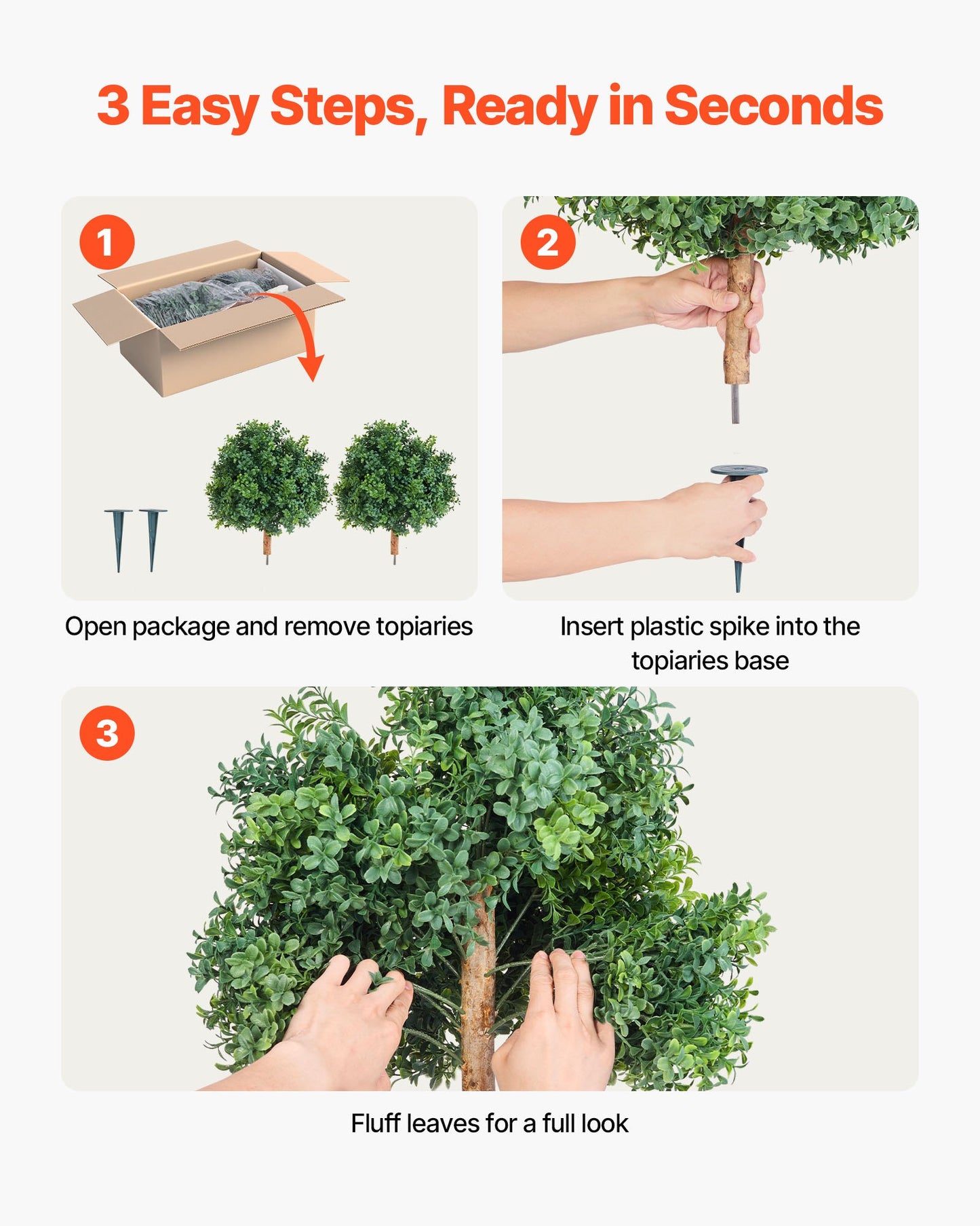 Artificial Topiary Boxwood Trees – Realistic Faux Shrubs, 22 Inch, Weather-Resistant