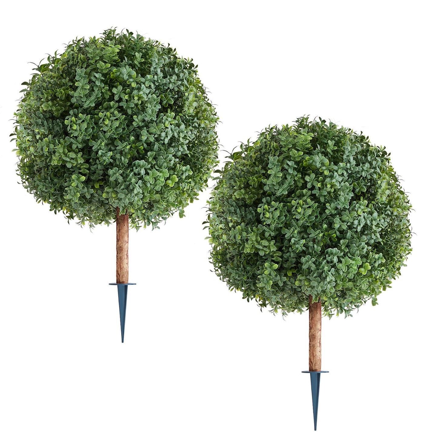 Artificial Topiary Boxwood Trees – Realistic Faux Shrubs, 27-Inch Set of 2