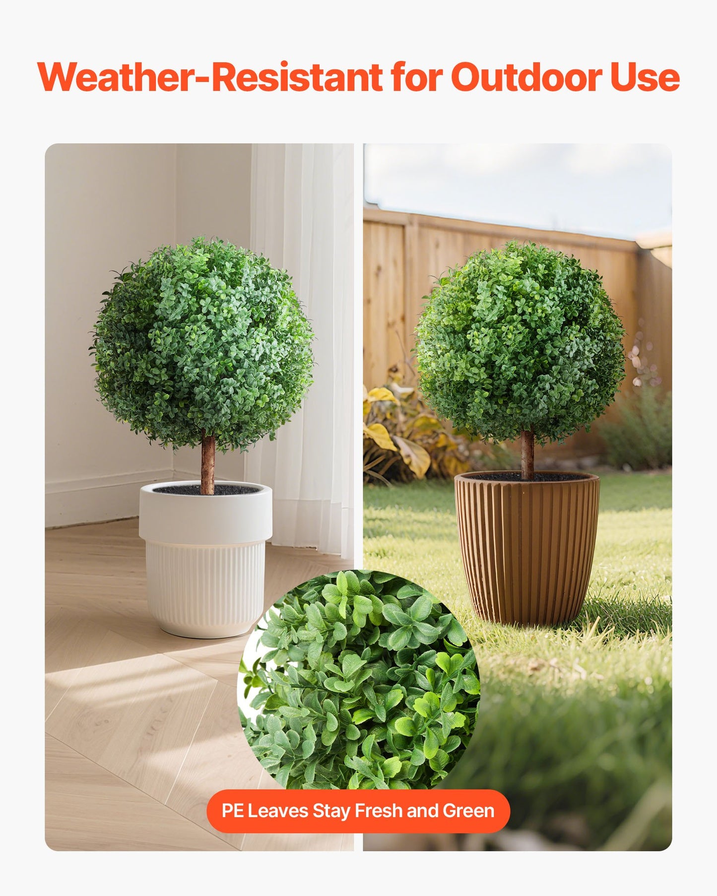 Artificial Topiary Boxwood Trees – Realistic Faux Shrubs, 27-Inch Set of 2