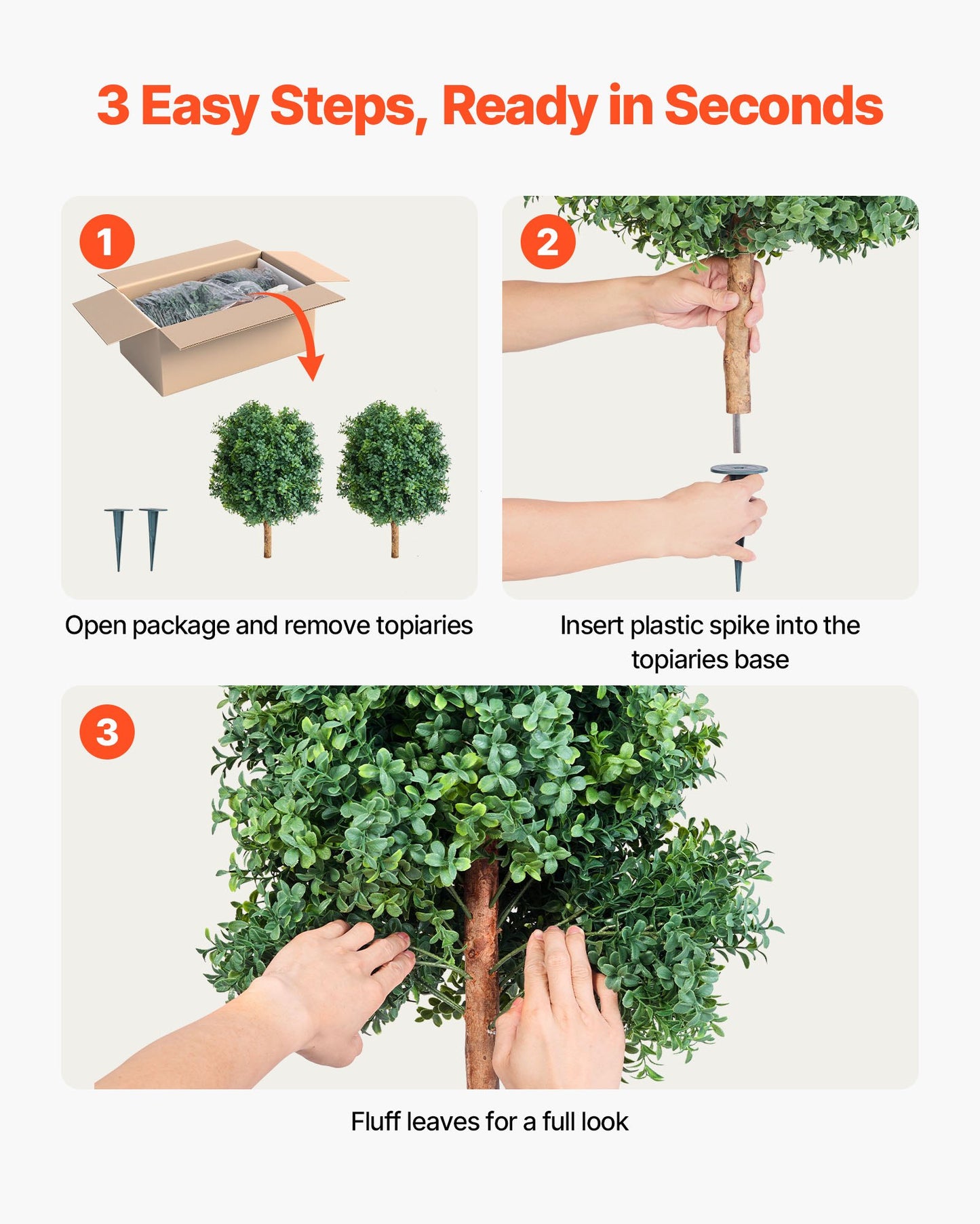 Artificial Topiary Boxwood Trees – Realistic Faux Shrubs, 27-Inch Set of 2
