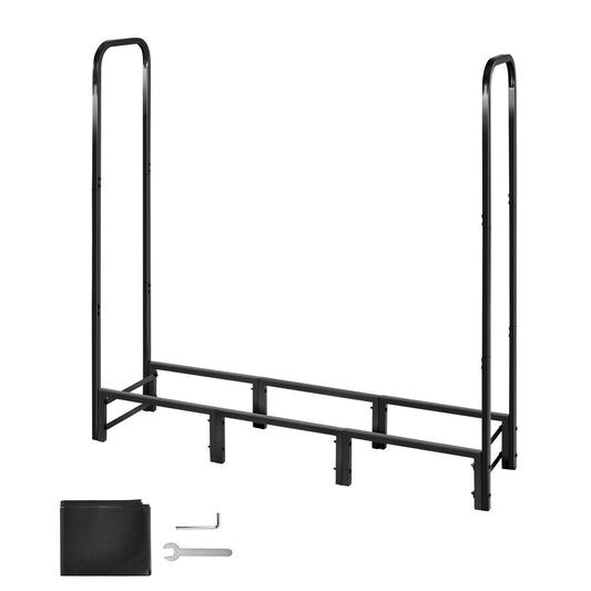 Firewood Rack with Waterproof Cover – 1/4 Cord Capacity, Powder-Coated Steel, 1.22m Outdoor Log Holder
