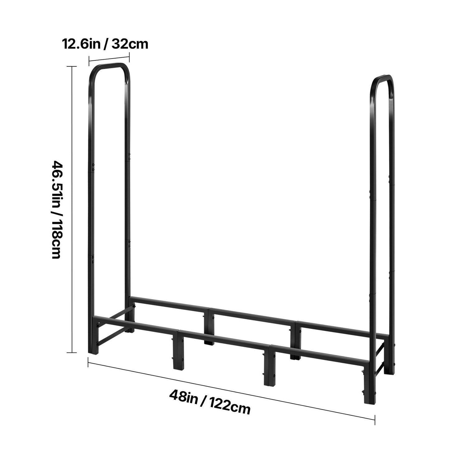 Firewood Rack with Waterproof Cover – 1/4 Cord Capacity, Powder-Coated Steel, 1.22m Outdoor Log Holder