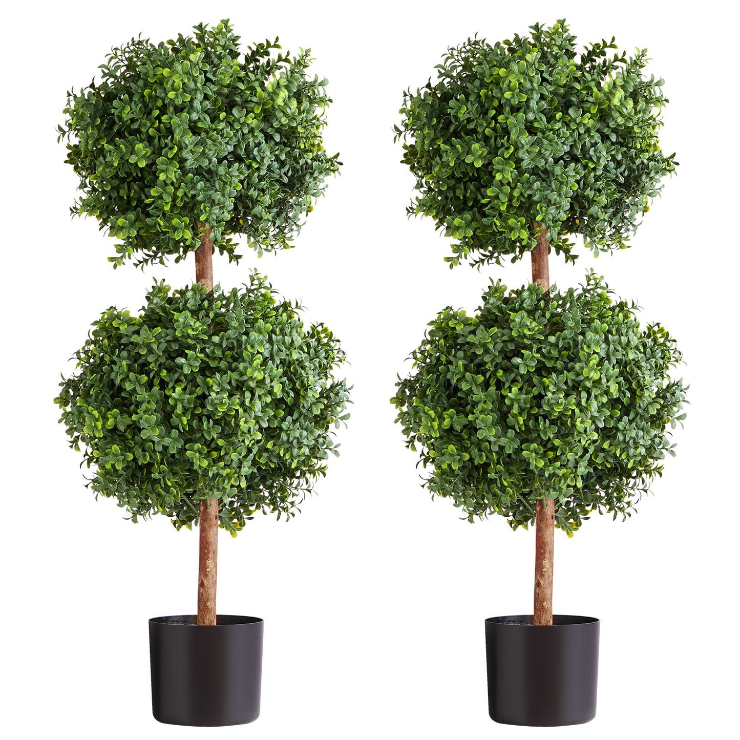 Artificial Boxwood Topiary Double Ball – Realistic, 36-Inch Faux Plant Set for Indoor & Outdoor Decor