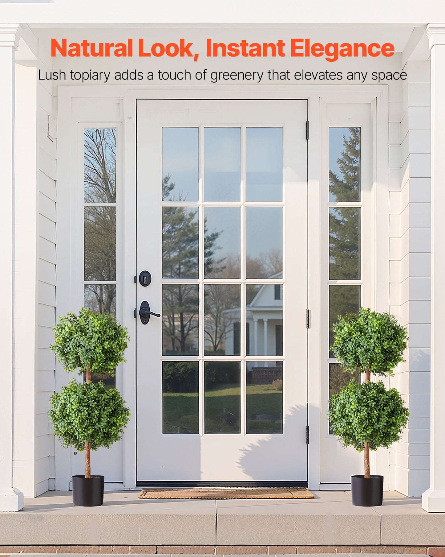 Artificial Boxwood Topiary Double Ball – Realistic, 36-Inch Faux Plant Set for Indoor & Outdoor Decor