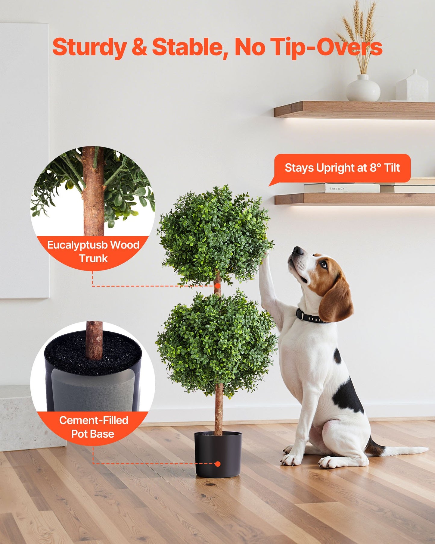 Artificial Boxwood Topiary Double Ball – Realistic, 36-Inch Faux Plant Set for Indoor & Outdoor Decor