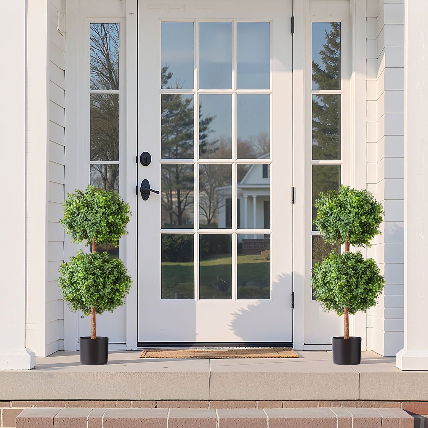 Artificial Boxwood Topiary Double Ball – Realistic, 36-Inch Faux Plant Set for Indoor & Outdoor Decor