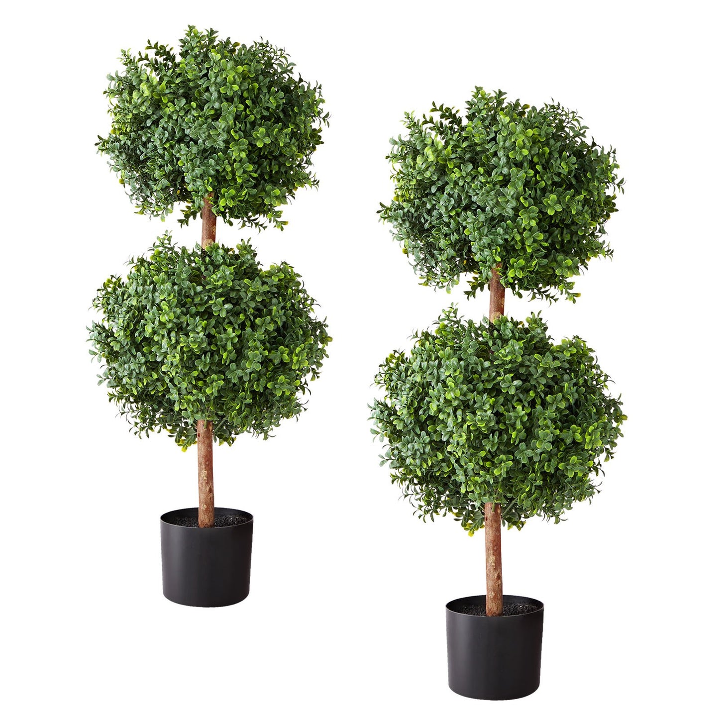 Artificial Boxwood Topiary Double Ball – Realistic, 36-Inch Faux Plant Set for Indoor & Outdoor Decor