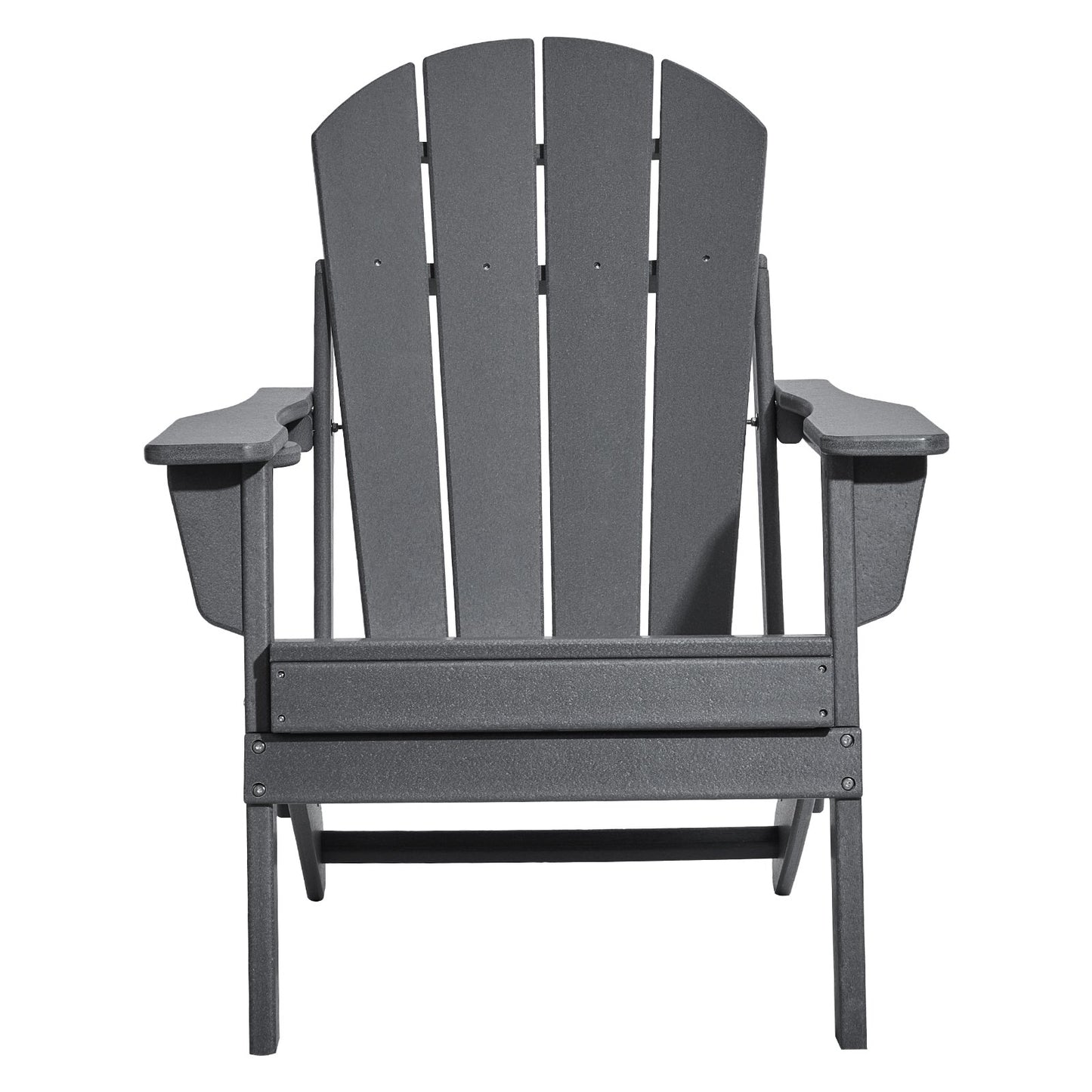 Adirondack Folding Chair Set – All-Weather Plastic with Cup Holder, Gray