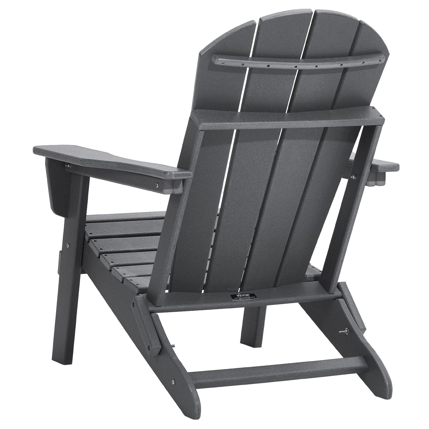 Adirondack Folding Chair Set – All-Weather Plastic with Cup Holder, Gray